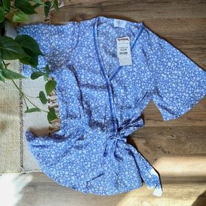 Top new with tags | White floral print top | pastel blue top